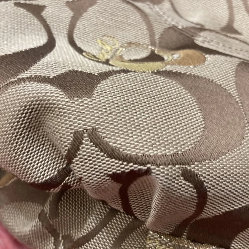 Coach vintage y2k signature poppy brown signature c tote bag gold hearts RARE